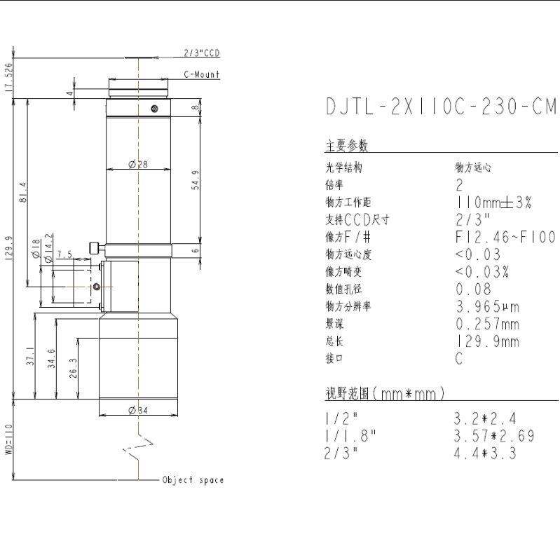 DJTL-2X110C-230-CM遠(yuǎn)心鏡頭規(guī)格書(shū)