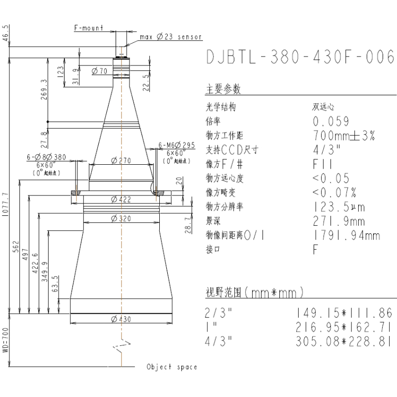 DJBTL-380-430F-006雙遠(yuǎn)心鏡頭參數(shù)